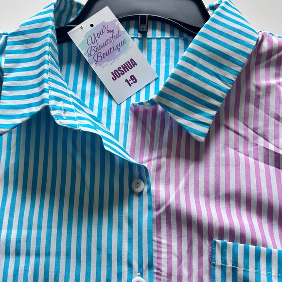 Women’s Button Down Shirt NWT Large Teal/Pink - Picture 6 of 10